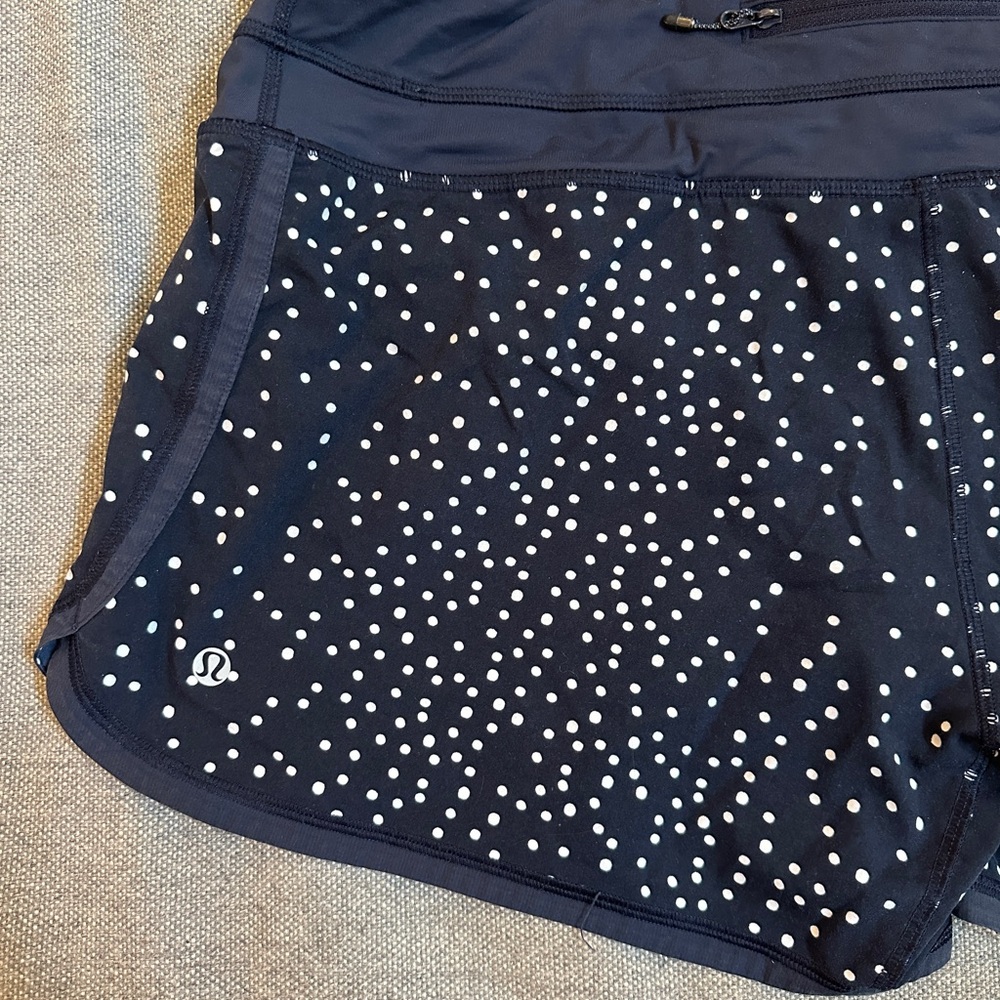 Navy Lululemon 4 inch lined shorts size 12
